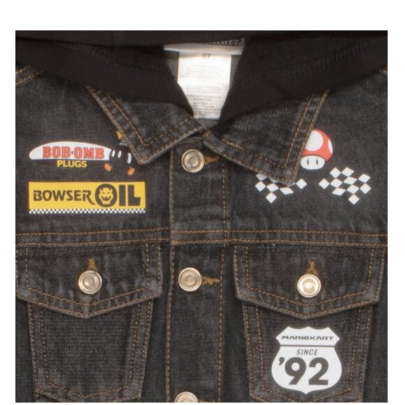 Nintendo Super Mario Bros Boys' Casual Fashion Hoodie Denim Kids Jacket - Picture 3 of 4